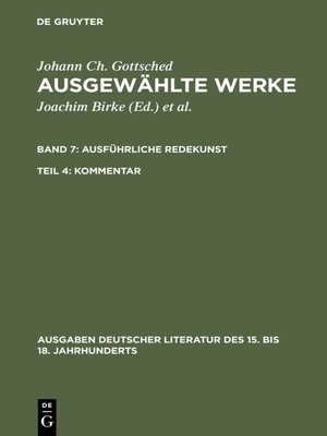 cover image of Ausführliche Redekunst. Kommentar